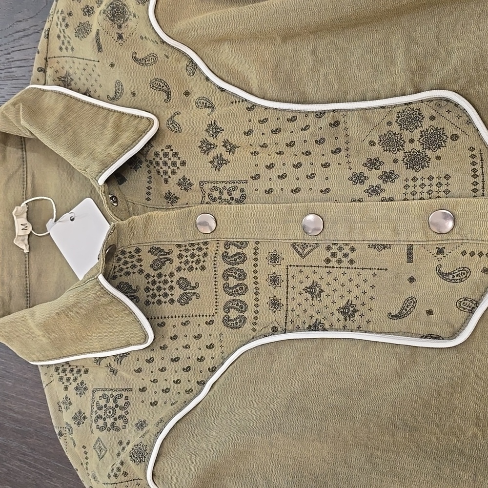 Boho Western Shirt with Embroidered Yoke and Paisley Detail - Picture 2 of 8